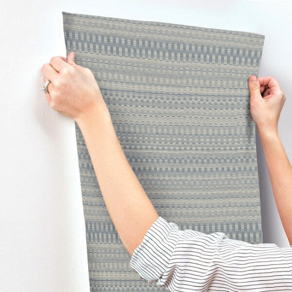 Tapestry Stitch Navy Wallpaper