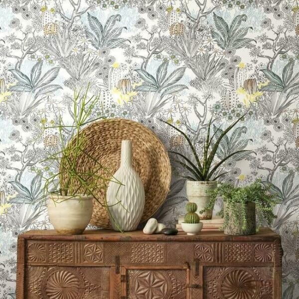 Flowering Desert Black Wallpaper