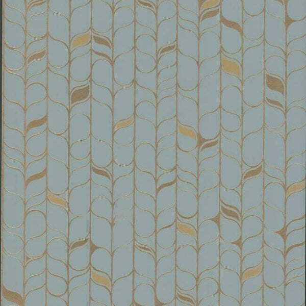 Perfect Petals Blue & Gold Wallpaper