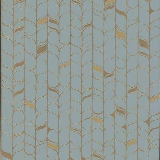 Perfect Petals Blue & Gold Wallpaper
