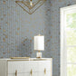 Perfect Petals Blue & Gold Wallpaper