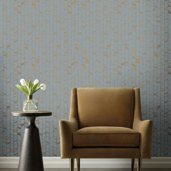 Perfect Petals Blue & Gold Wallpaper
