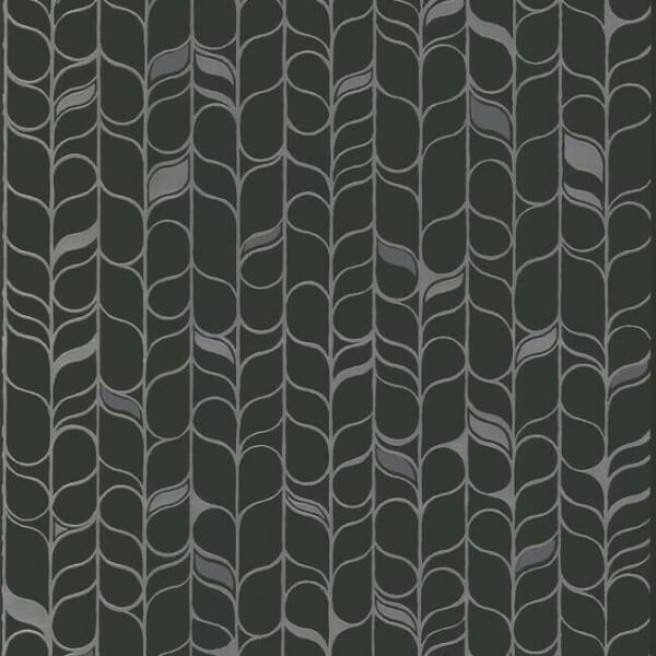 Perfect Petals Black & Silver Wallpaper