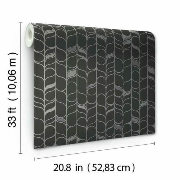 Perfect Petals Black & Silver Wallpaper