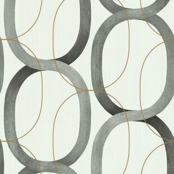 Interlock Black & Gold Wallpaper