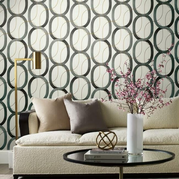 Interlock Black & Gold Wallpaper