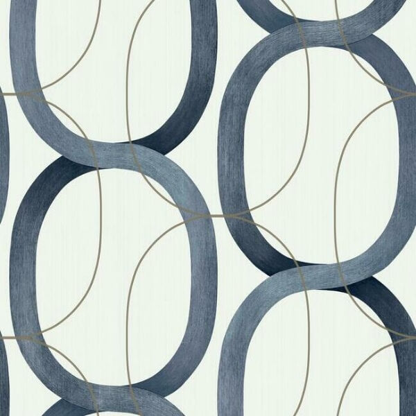 Interlock Navy Wallpaper