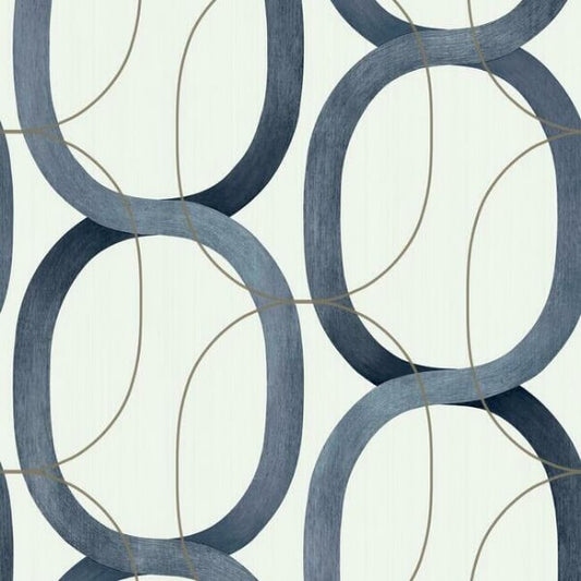 Interlock Navy Wallpaper