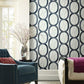 Interlock Navy Wallpaper