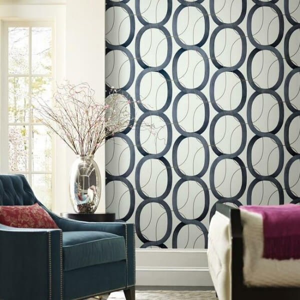Interlock Navy Wallpaper