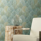 Leaf Concerto Turquoise Wallpaper