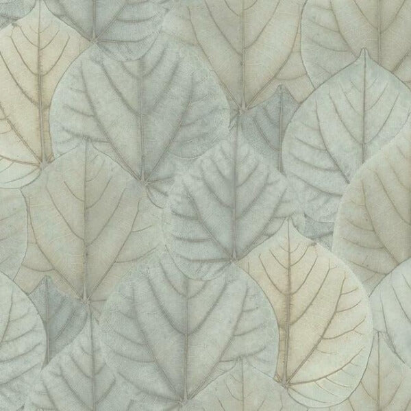 Leaf Concerto Blue & Taupe Wallpaper