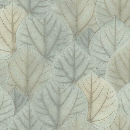 Leaf Concerto Blue & Taupe Wallpaper