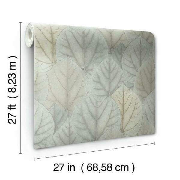 Leaf Concerto Blue & Taupe Wallpaper