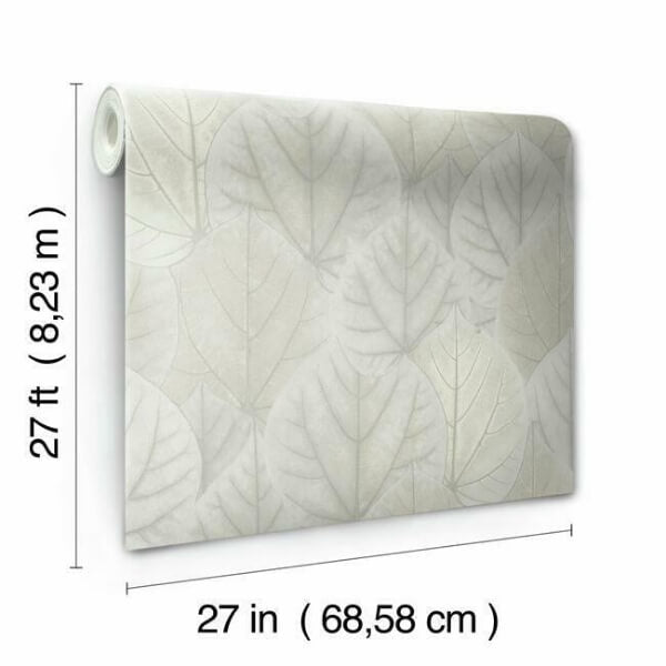 Leaf Concerto Grey Wallpaper