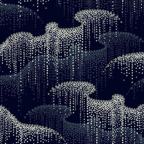 Moonlight Pearls Navy Wallpaper