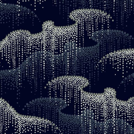 Moonlight Pearls Navy Wallpaper