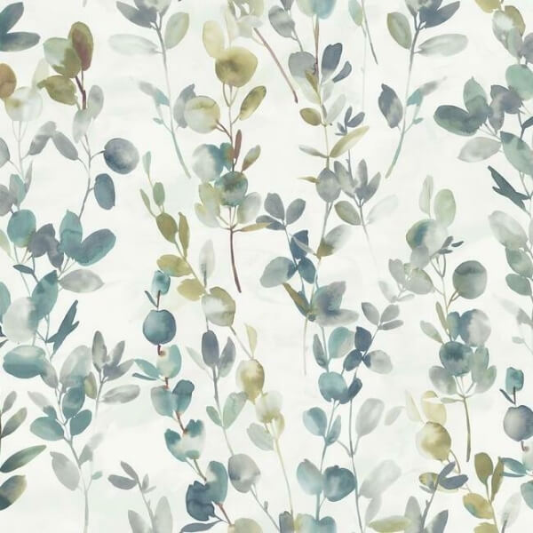 Joyful Eucalyptus Turquoise Wallpaper