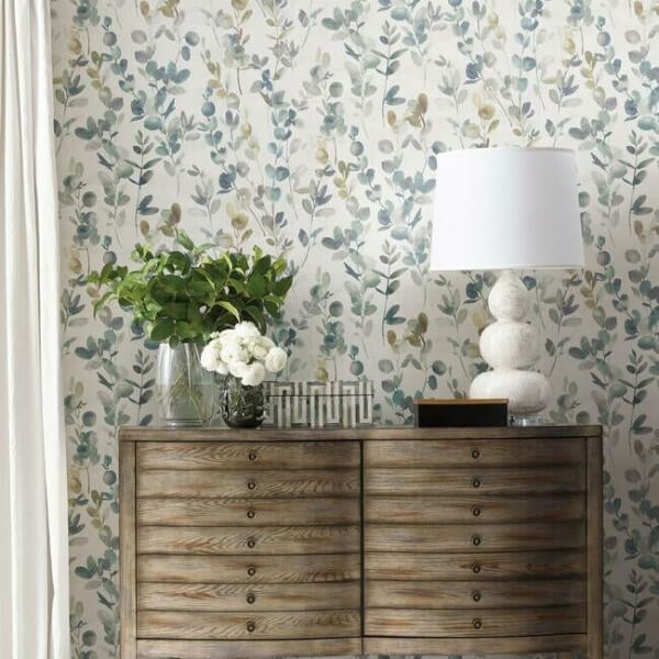 Joyful Eucalyptus Turquoise Wallpaper