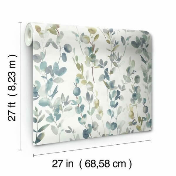 Joyful Eucalyptus Turquoise Wallpaper