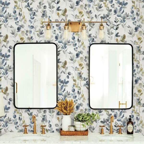 Joyful Eucalyptus Navy Wallpaper