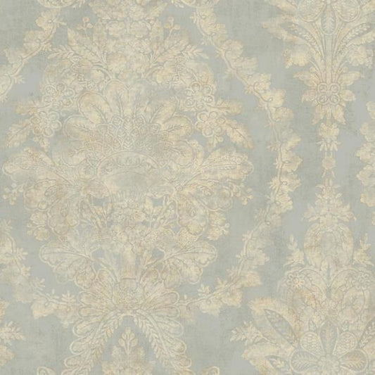 Charleston Damask Silver Wallpaper