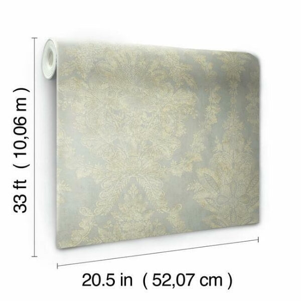 Charleston Damask Silver Wallpaper