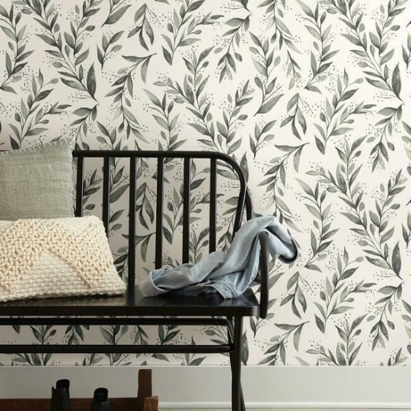 Magnolia Home Olive Branch Charcoal Peel & Stick Wallpaper