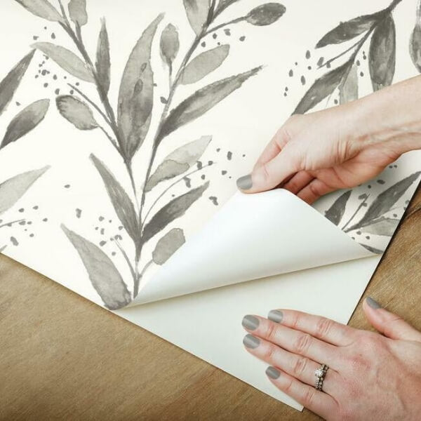 Magnolia Home Olive Branch Charcoal Peel & Stick Wallpaper