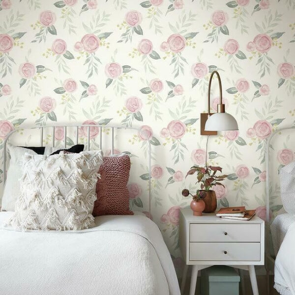 Magnolia Home Watercolor Roses Pink Peel & Stick Wallpaper