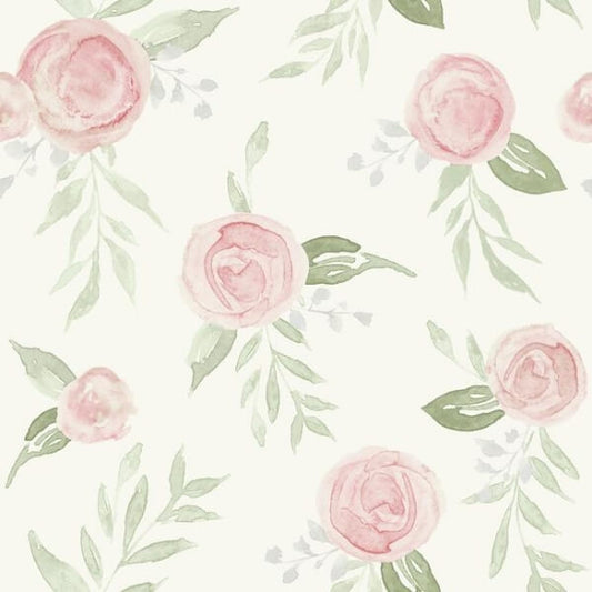 Magnolia Home Watercolor Roses Coral Peel & Stick Wallpaper