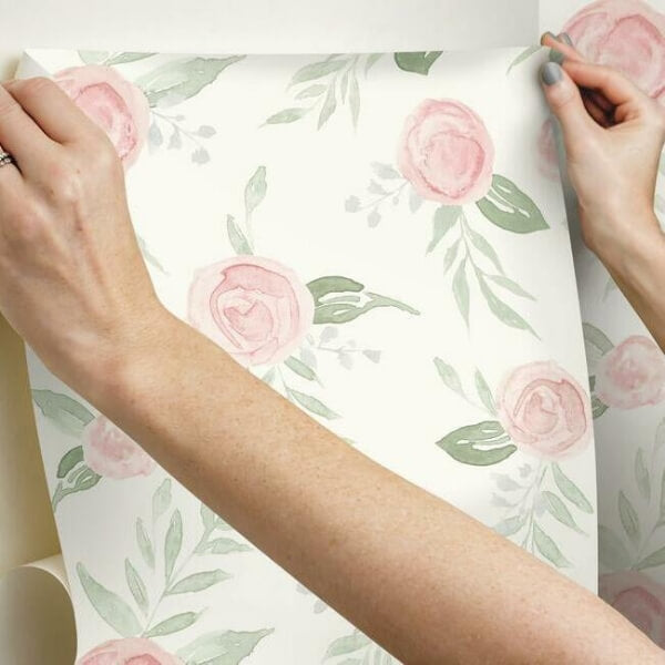 Magnolia Home Watercolor Roses Coral Peel & Stick Wallpaper