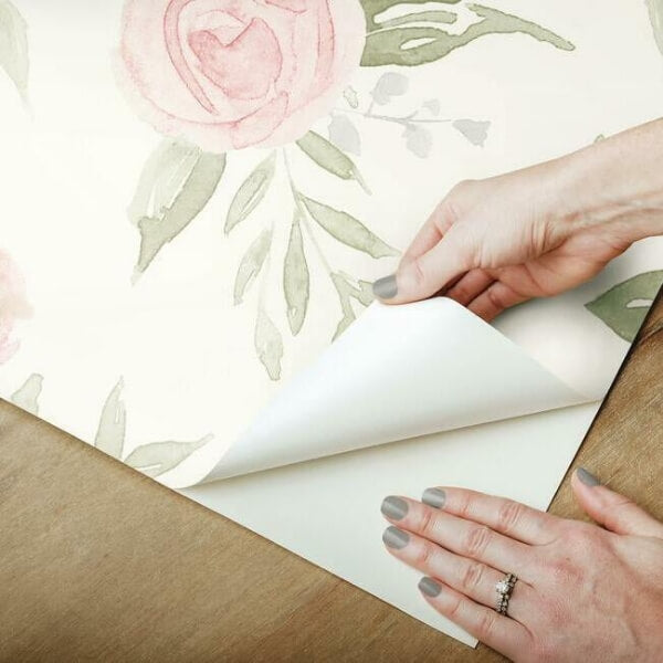 Magnolia Home Watercolor Roses Coral Peel & Stick Wallpaper