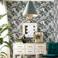 Bali Leaves Black Peel & Stick Wallpaper