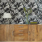 Bali Leaves Black Peel & Stick Wallpaper