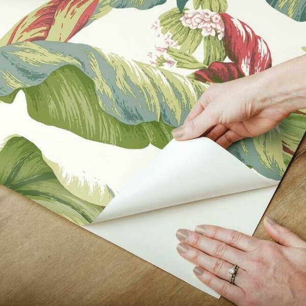 Banana Leaf White & Green Peel & Stick Wallpaper