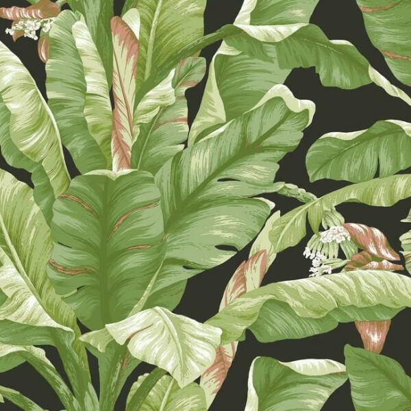 Banana Leaf Black & Green Peel & Stick Wallpaper