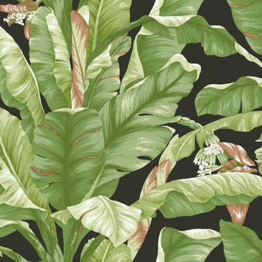 Banana Leaf Black & Green Peel & Stick Wallpaper