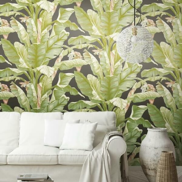 Banana Leaf Black & Green Peel & Stick Wallpaper