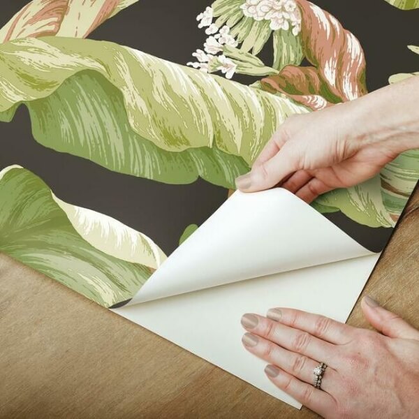 Banana Leaf Black & Green Peel & Stick Wallpaper