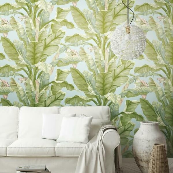 Banana Leaf Blue & Green Peel & Stick Wallpaper