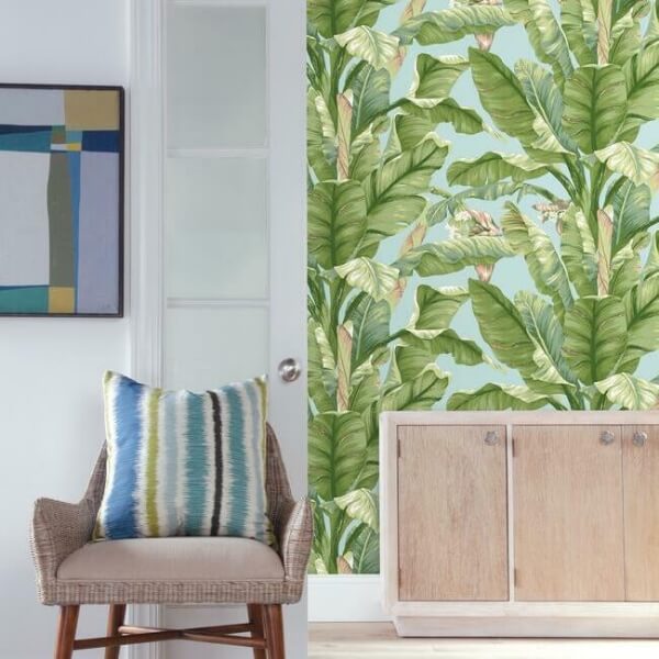 Banana Leaf Blue & Green Peel & Stick Wallpaper