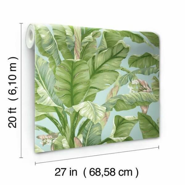 Banana Leaf Blue & Green Peel & Stick Wallpaper