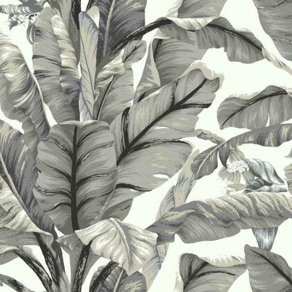 Banana Leaf White & Black Peel & Stick Wallpaper