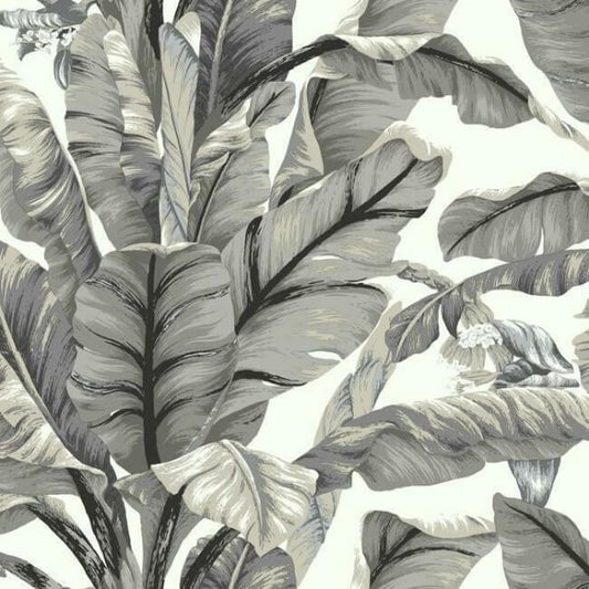 Banana Leaf White & Black Peel & Stick Wallpaper