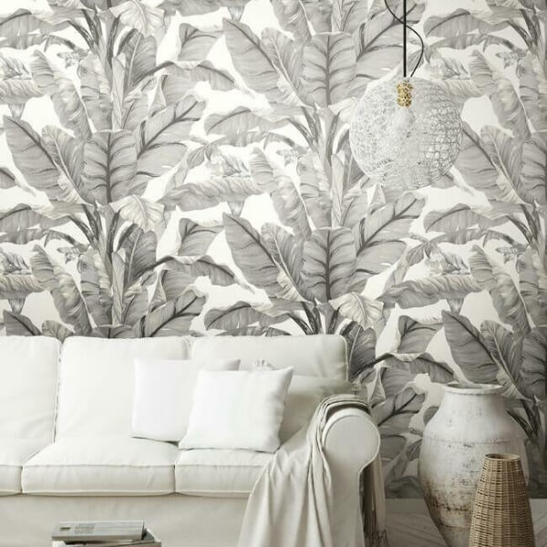 Banana Leaf White & Black Peel & Stick Wallpaper