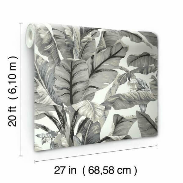 Banana Leaf White & Black Peel & Stick Wallpaper