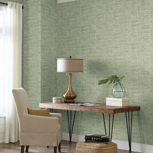 Papyrus Weave Green Peel & Stick Wallpaper