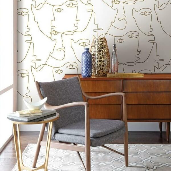 Pablo Portraits Gold Metallic Peel & Stick Wallpaper