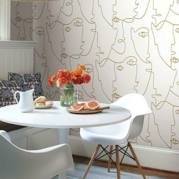 Pablo Portraits Gold Metallic Peel & Stick Wallpaper